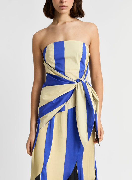 ARIA PANACOTTA STRIPED MIDI DRESS