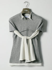 AUSTIN GREY SHORTSLEEVE KNITTED TOP