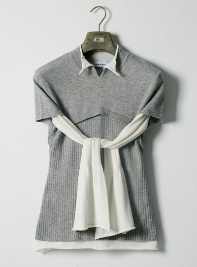AUSTIN GREY SHORTSLEEVE KNITTED TOP
