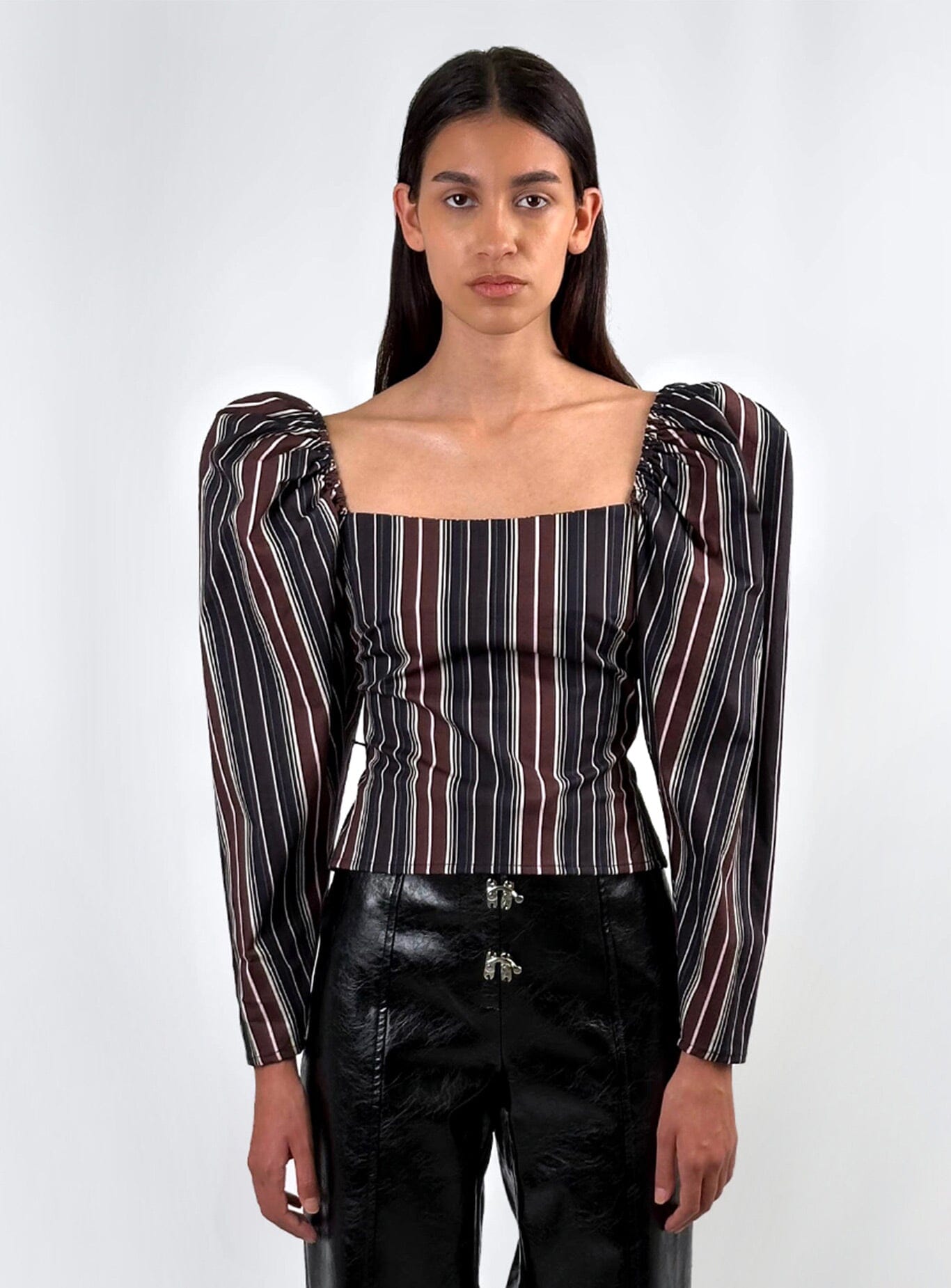 BRIGITTE STRIPED PUFF SLEEVE BLOUSE