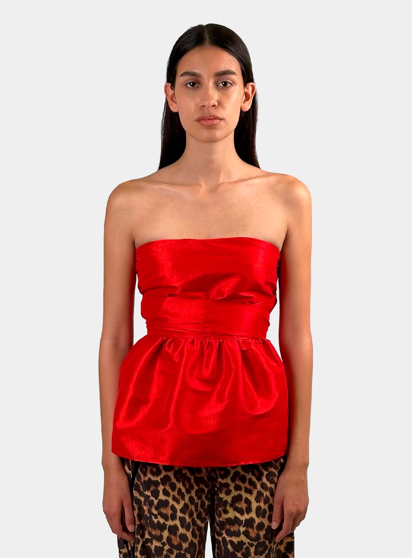 CECILE RED STRAPLESS TOP