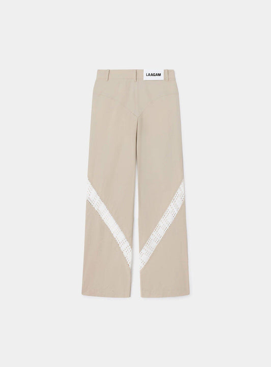 ELLIE BEIGE RELAXED CUT-OUT PANTS