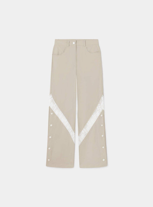 ELLIE BEIGE RELAXED CUT-OUT PANTS