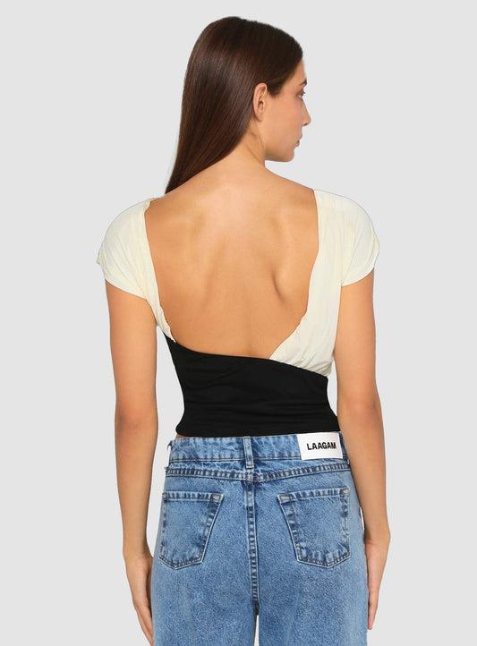 GEMINI ECRU DRAPED TOP