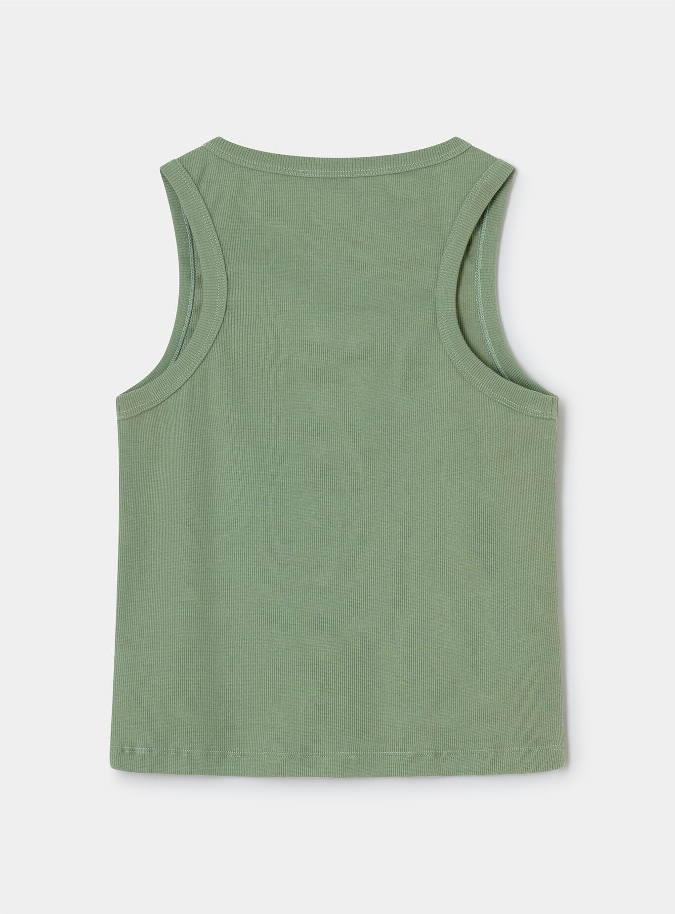 GREEN EMBROIDERED LOGO TANK TOP