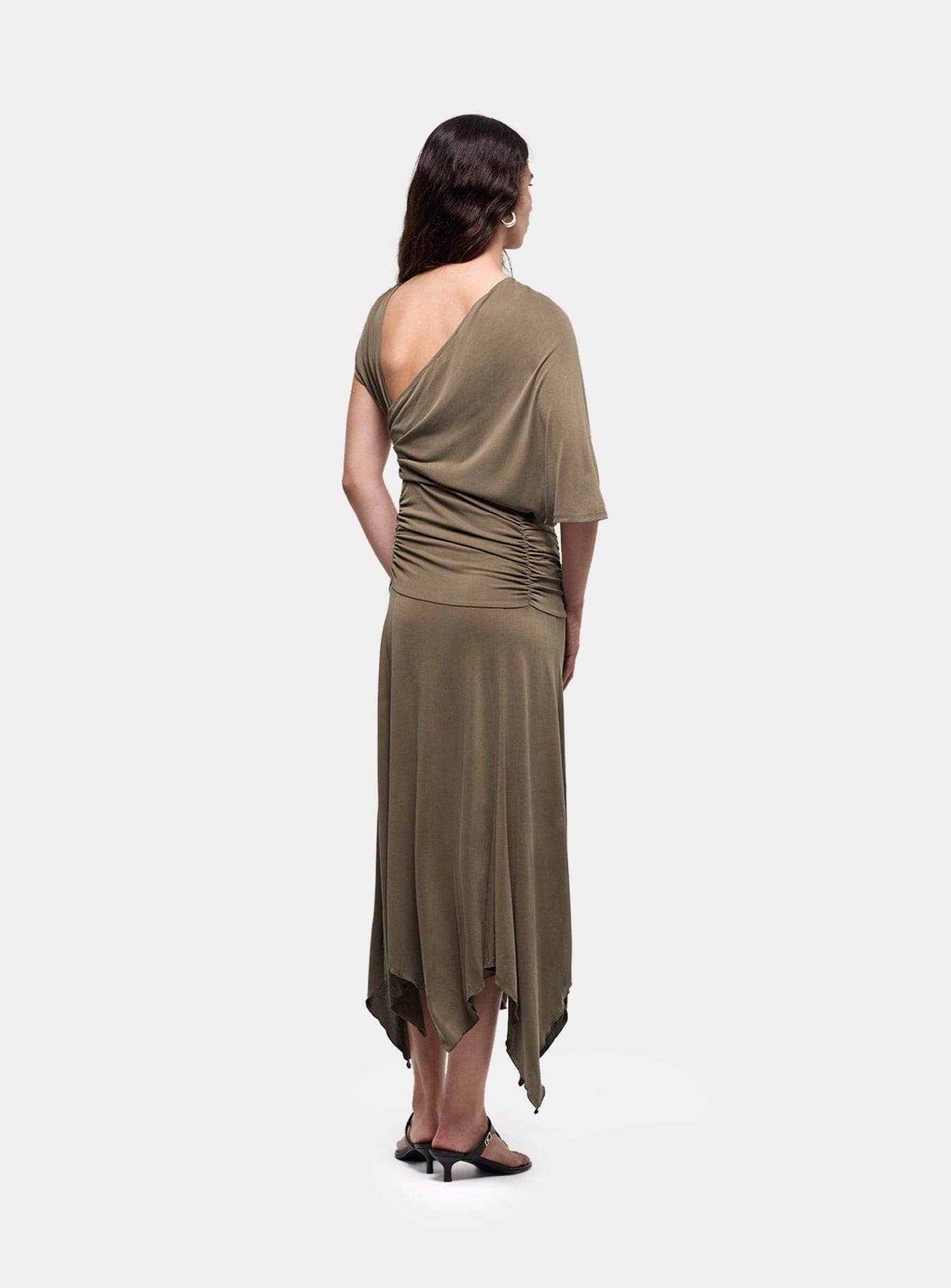 IZOLA KHAKI ASYMMETRIC DRESS