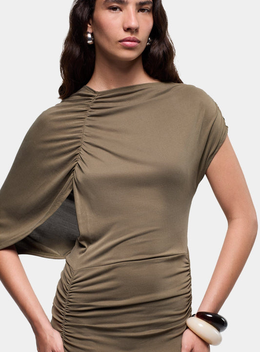 IZOLA KHAKI ASYMMETRIC DRESS