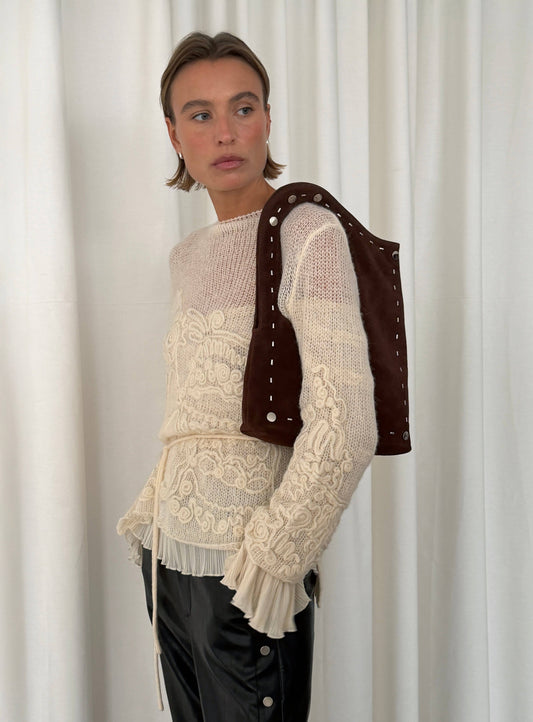 NALIA BROWN SUEDE BAG