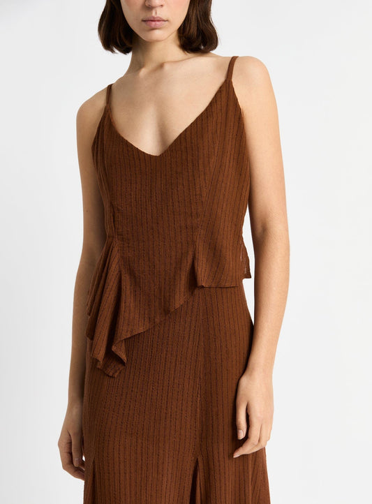 LEA BROWN TEXTURED MIDI DRESS