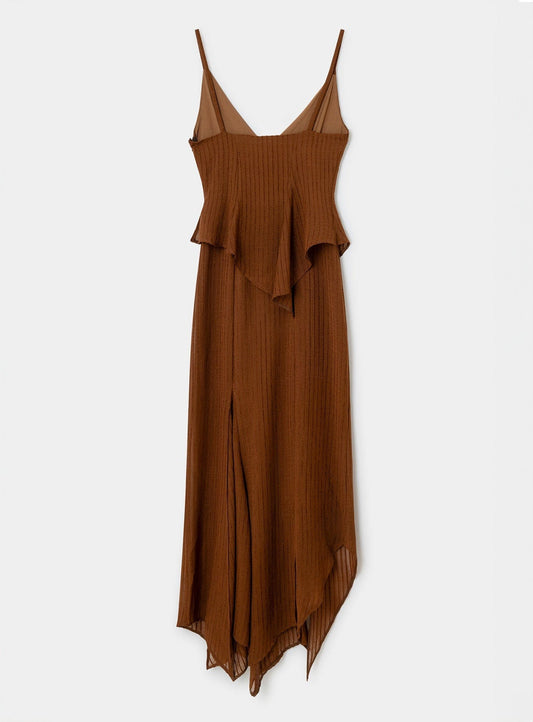 LEA BROWN TEXTURED MIDI DRESS
