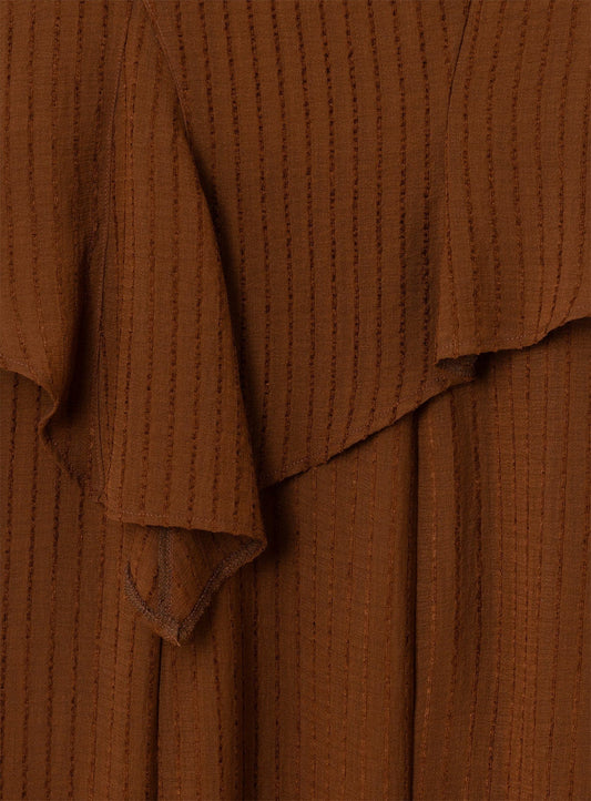 LEA BROWN TEXTURED MIDI DRESS