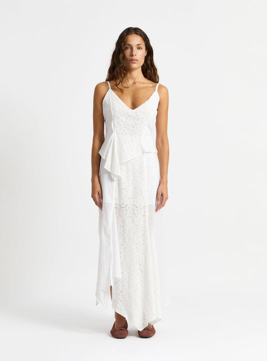 LEA WHITE LACE MIDI DRESS