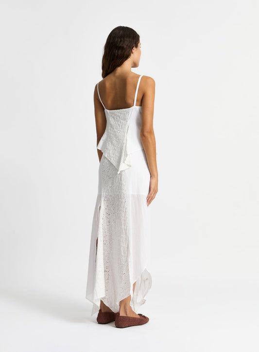 LEA WHITE LACE MIDI DRESS