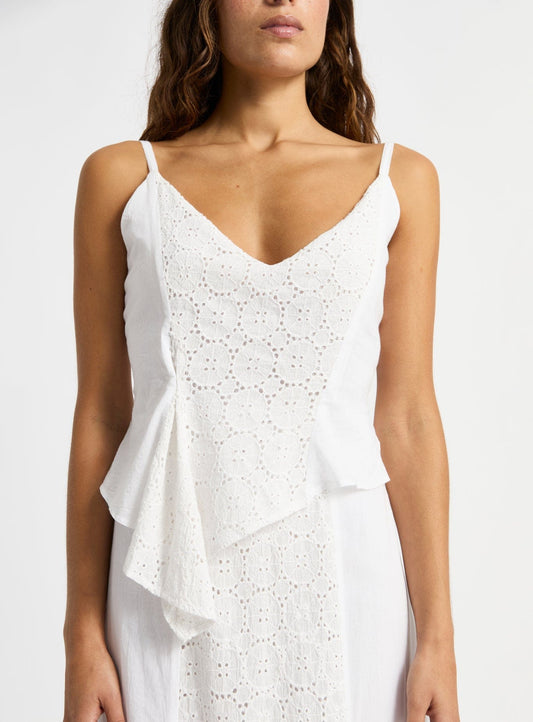 LEA WHITE LACE MIDI DRESS