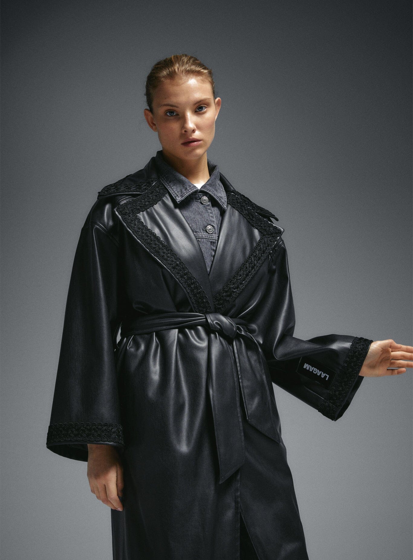 MAMBA FAUX LEATHER TRENCH