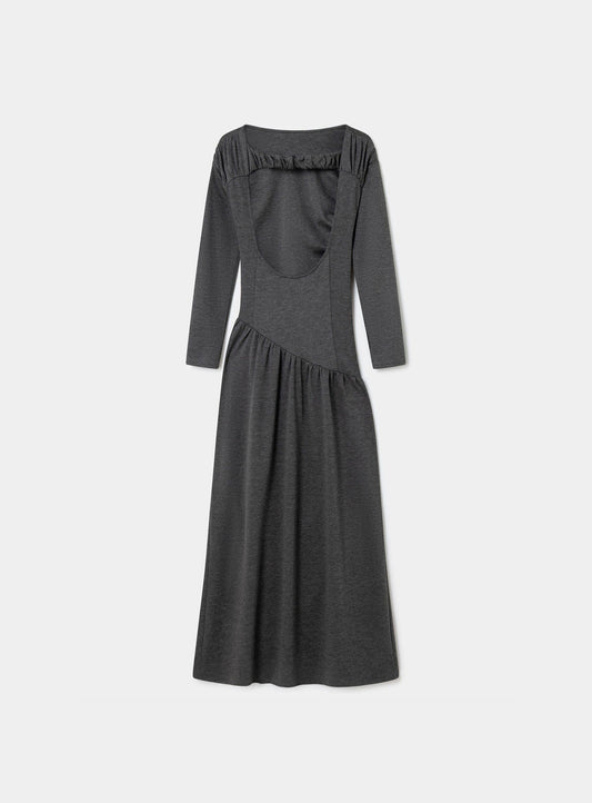 MUSA GREY DRAPED LONG DRESS
