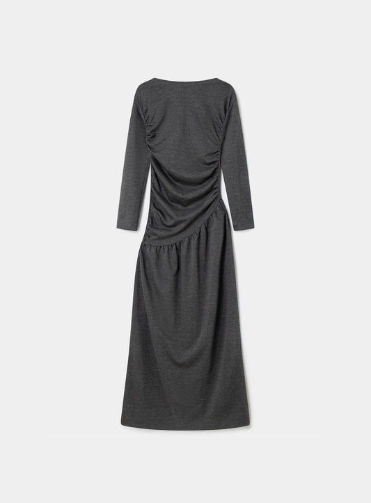 MUSA GREY DRAPED LONG DRESS