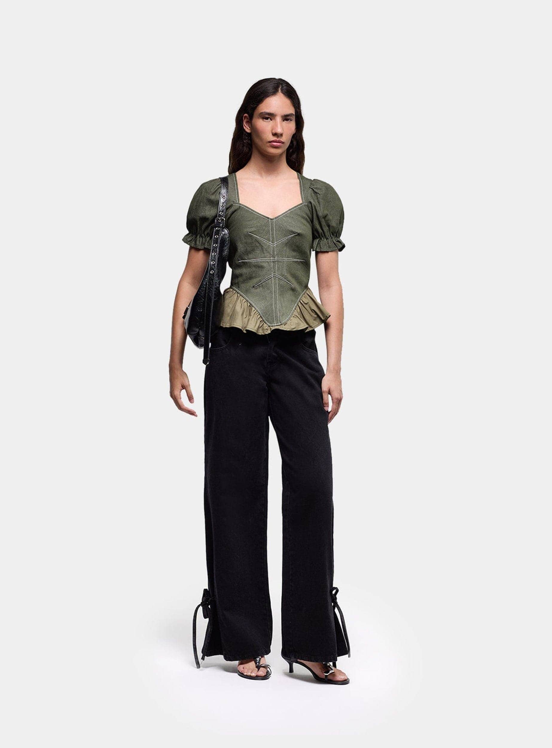 REGINA KHAKI PUFF SLEEVE BLOUSE