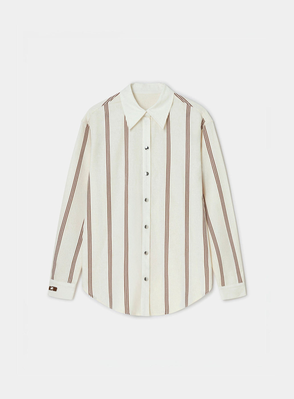 SAGA BROWN STRIPED PLEATED SHIRT