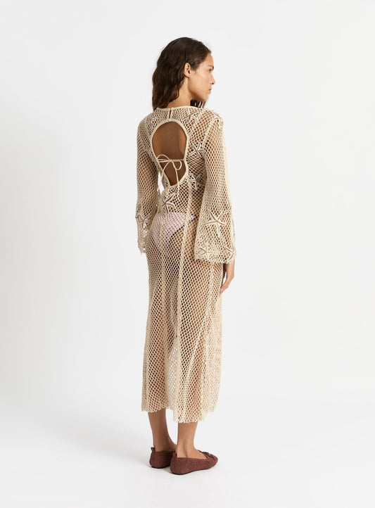 SAMUI ECRU MIDI NET DRESS