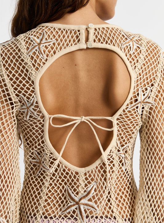 SAMUI ECRU MIDI NET DRESS