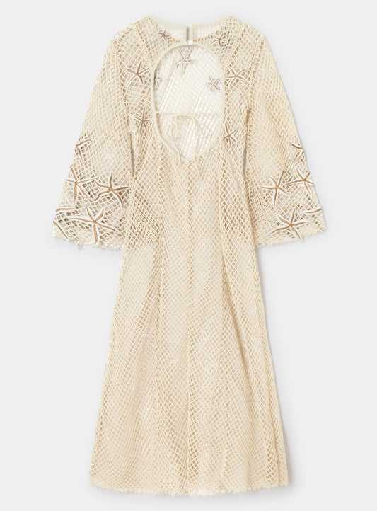 SAMUI ECRU MIDI NET DRESS