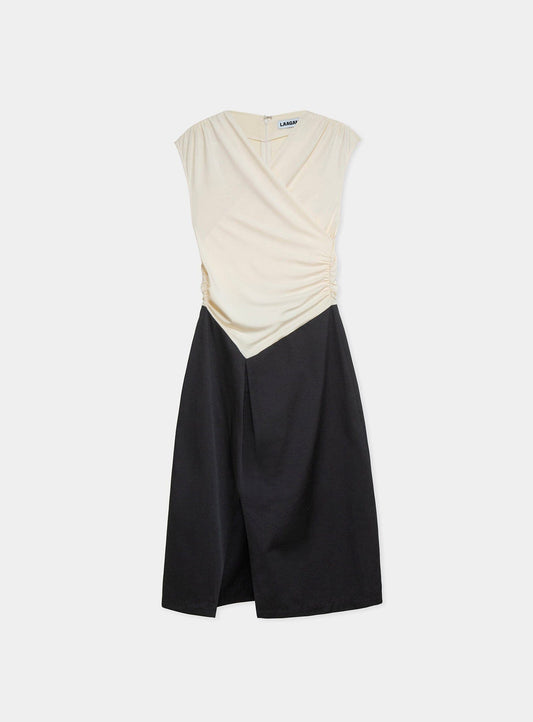 SELENE BLACK & ECRU MIDI DRESS