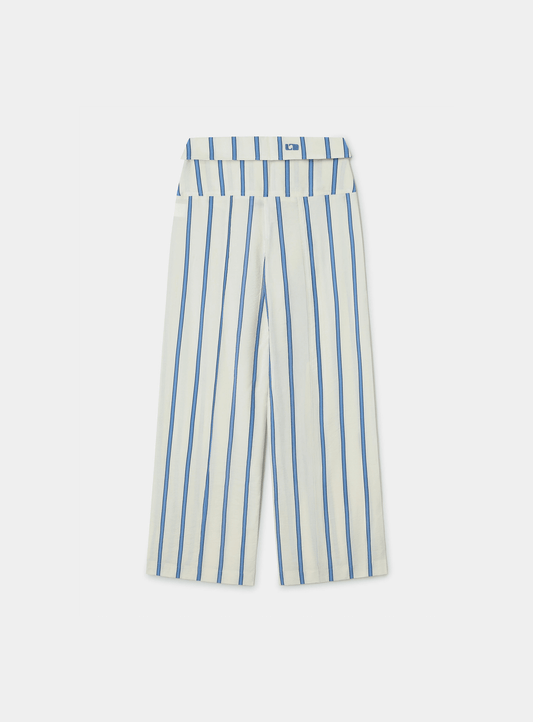 TASHI ECRU STRIPED FLOW PANTS