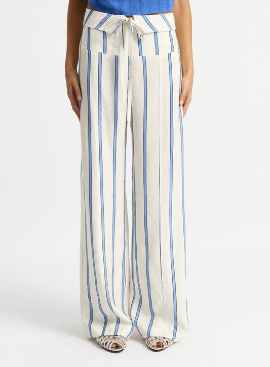 TASHI ECRU STRIPED FLOW PANTS