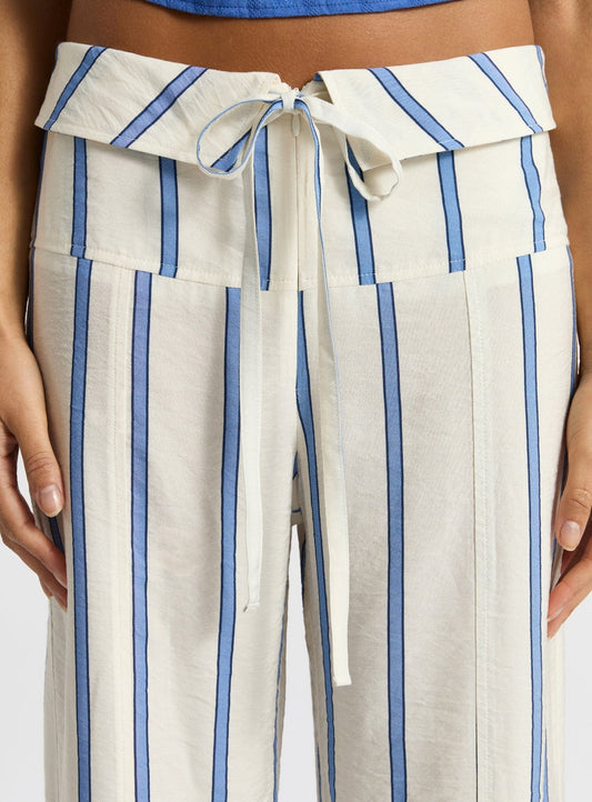 TASHI ECRU STRIPED FLOW PANTS