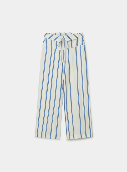 TASHI ECRU STRIPED FLOW PANTS