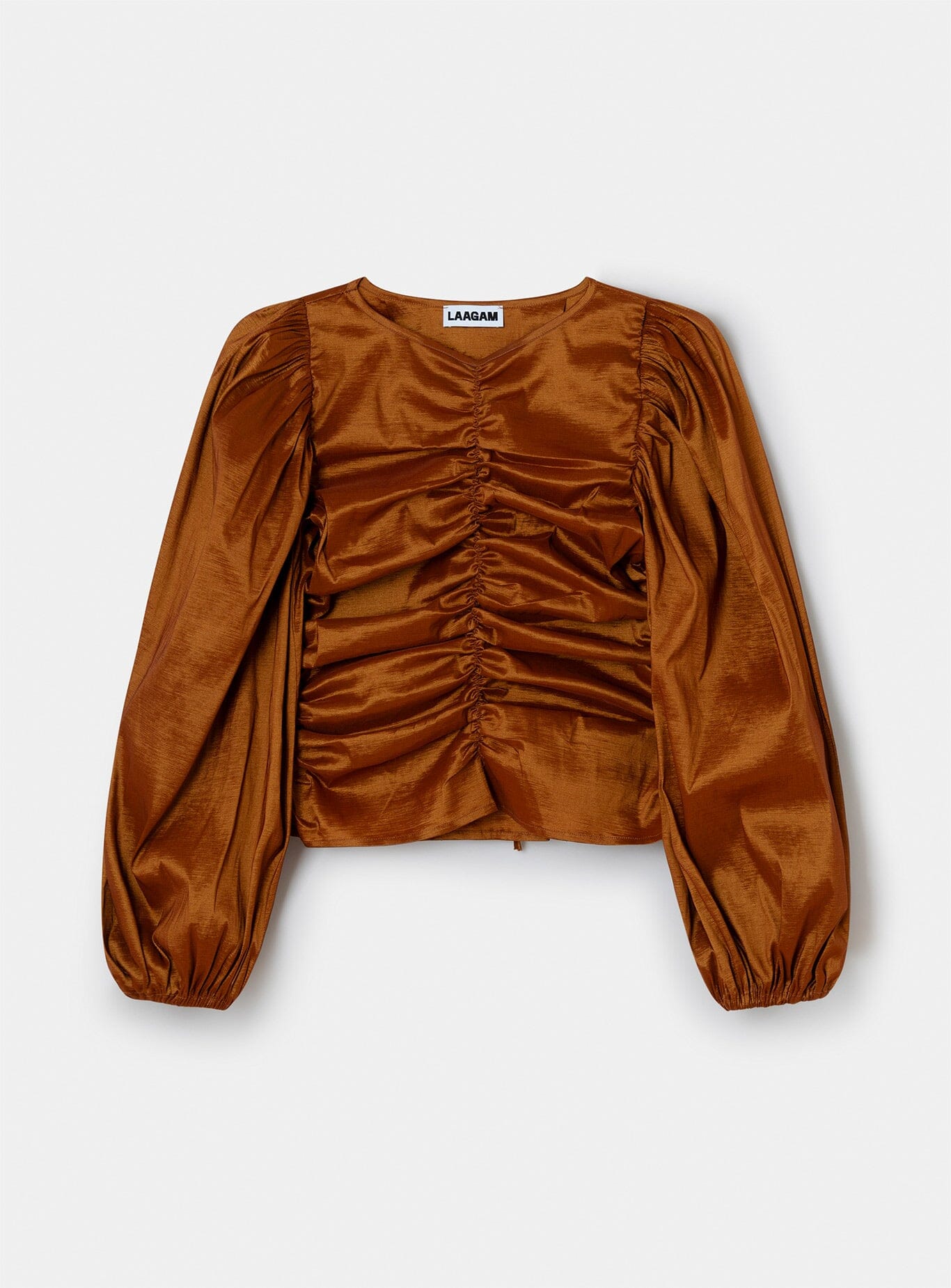 VIVIENNE BROWN PUFF SLEEVE BLOUSE