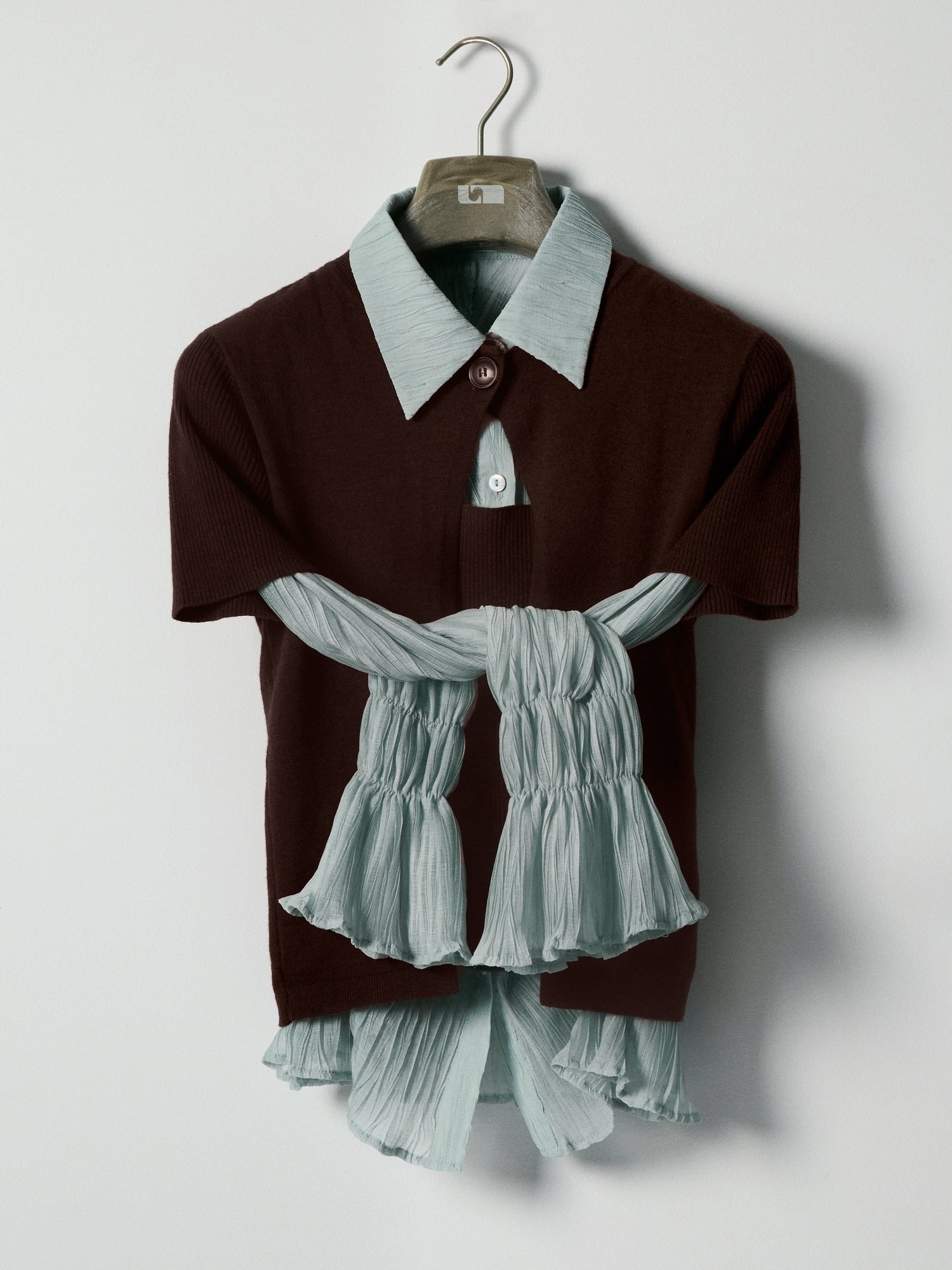NAELIA LIGHT BLUE RUCHED SHIRT